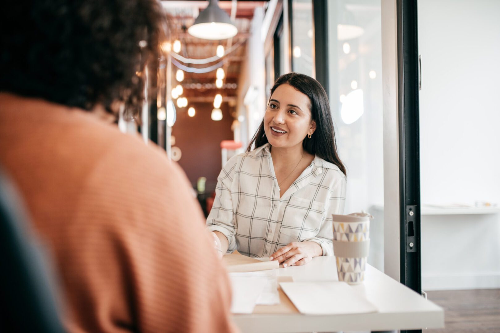 Two people having a meeting